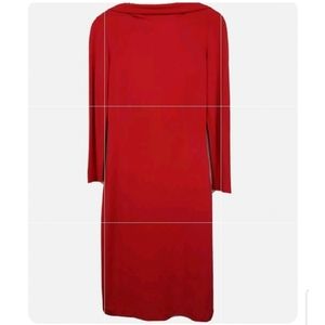 Bebe Red Scoop Back Long Sleeve Jersey Sheath Cocktail Dress Size Medium